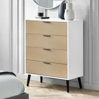Akron 4-Drawer Chest of Drawers - White, Oak