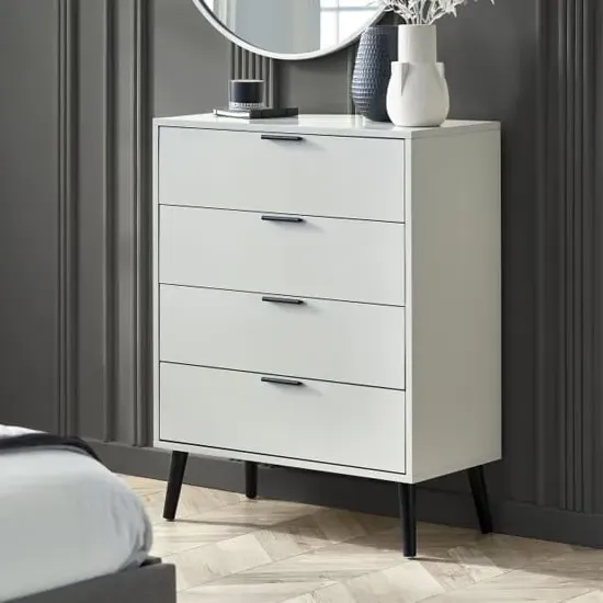 Akron 4-Drawer Wide Chest of Drawers - Silk Grey, MDF
