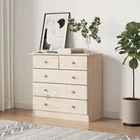 Akron 5-Drawer Chest of Drawers - Natural, Pine Wood