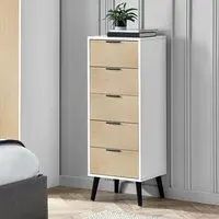 Akron 5-Drawer Chest of Drawers - White, Oak