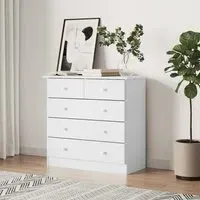 Akron 5-Drawer Chest of Drawers - White, Pine Wood