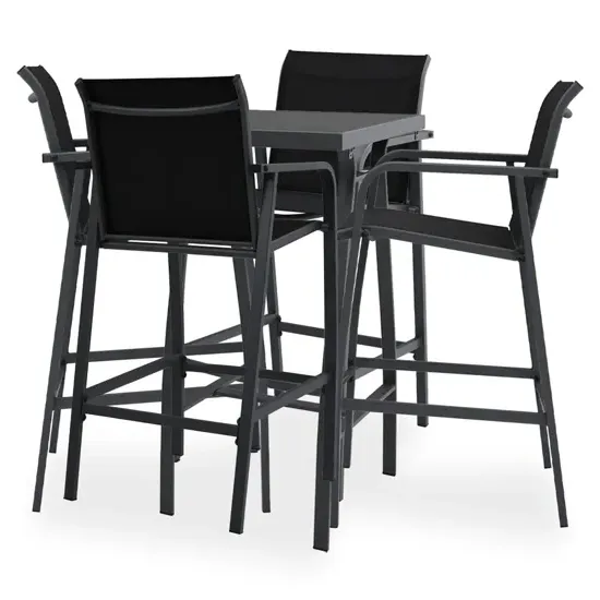 Akron 5-Piece Garden Bar Set - Black, Tempered Glass product