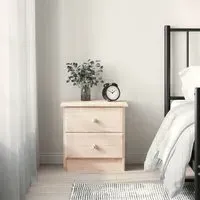 Akron Bedside Cabinet with 2 Drawers - Natural, Pine