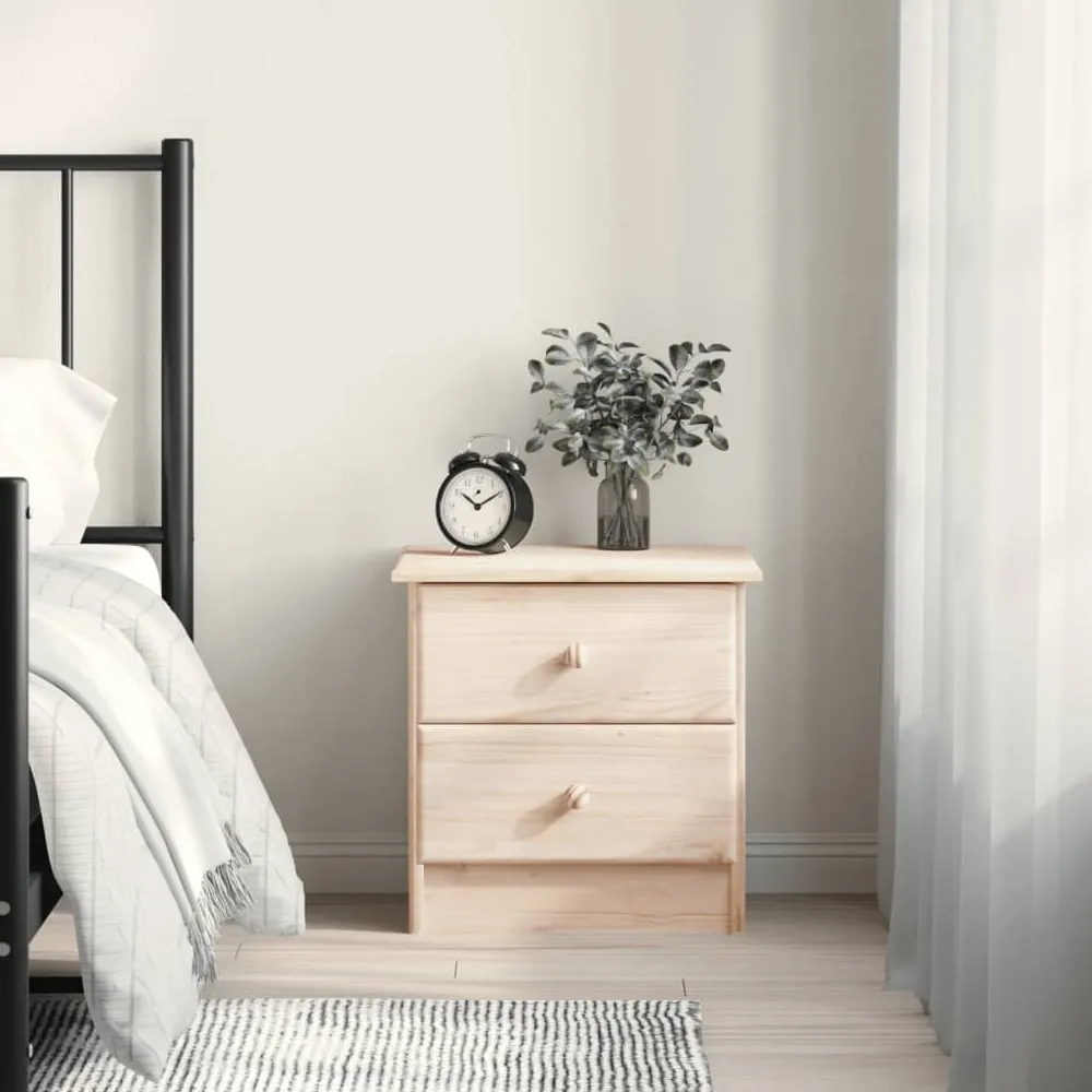 Akron Bedside Cabinet with 2 Drawers - Natural, Pine