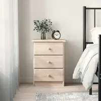 Akron Bedside Cabinet with 3 Drawers - Natural, Pine