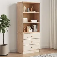 Akron Bookcase with 3 Drawers - Natural, Pine