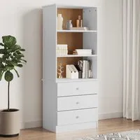 Akron Bookcase with 3 Drawers - White, Pine