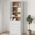 Akron Bookcase with 4 Drawers - White, Pine