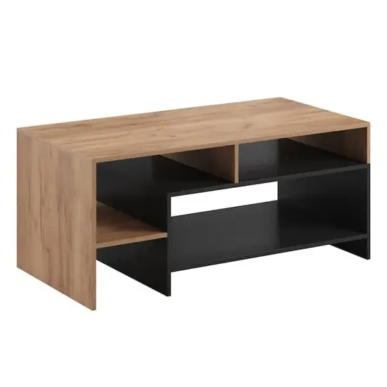 Akron Coffee Table with Storage - Gold, Oak