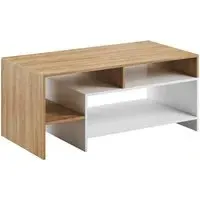 Akron Coffee Table with Storage - White, Oak