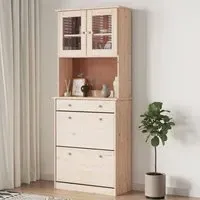 Akron Display Cabinet with 1 Drawer - Natural, Pine