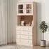 Akron Display Cabinet with 2 Doors 5 Drawers - Natural, Pine