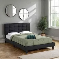 Akron Double Bed Frame - Black, Faux Leather alternate view