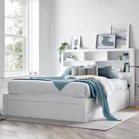 Akron Double Ottoman Bed with Storage - White