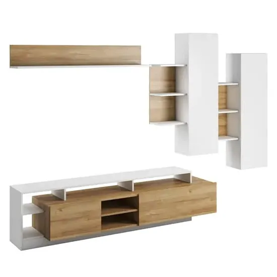 Akron Entertainment Unit with LED - Oak