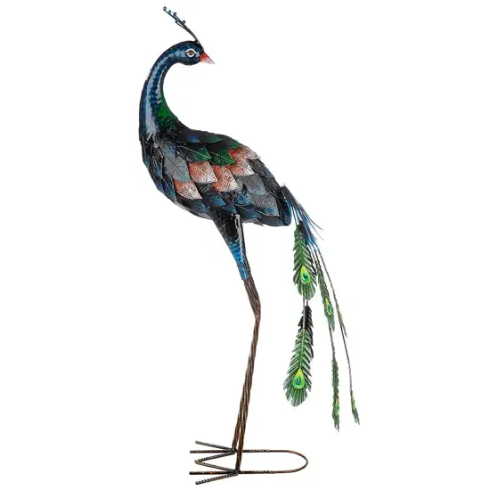 Akron Large Peacock Sculpture - Blue, Metal product