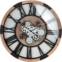 Akron Metal Wall Clock - Black, Natural