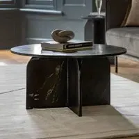 Akron Round Coffee Table - Black, Marble