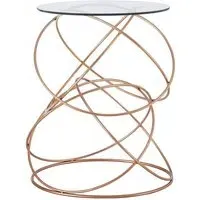 Akron Round Glass Side Table - Gold, Iron