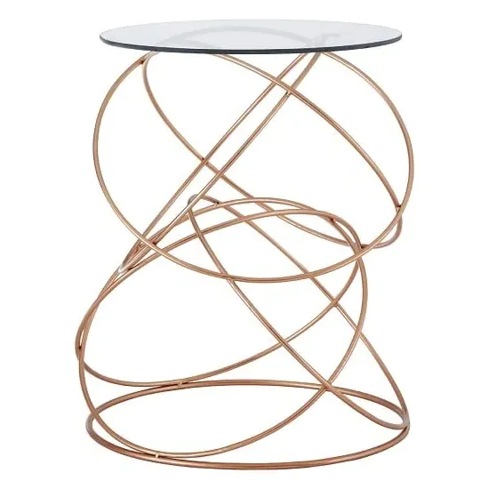 Akron Round Glass Side Table - Gold, Iron