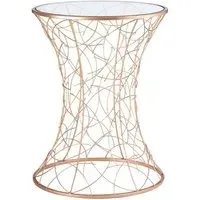 Akron Round Glass Side Table - Rose Gold, Iron