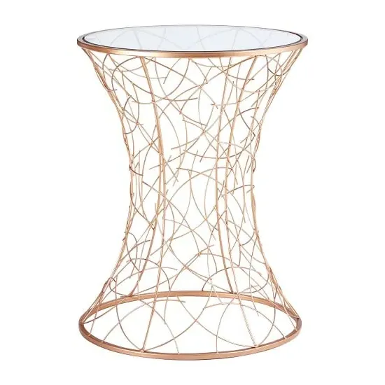 Akron Round Glass Side Table - Rose Gold, Iron image