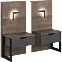Akron Set of 2 Bedside Tables with LED - Oak