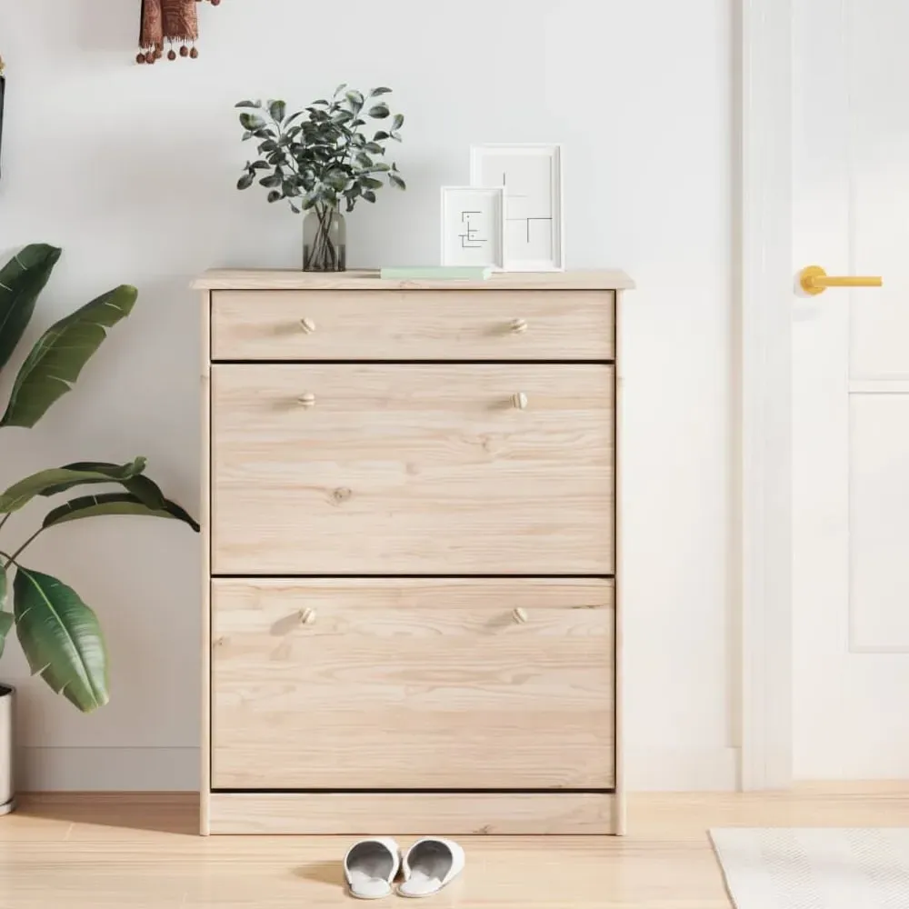 Akron Shoe Storage Cabinet with Drawer - Natural, Pine