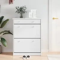 Akron Shoe Storage Cabinet with Drawer - White, Pine