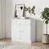 Akron Sideboard with 2 Doors 2 Drawers - White, Pine Wood