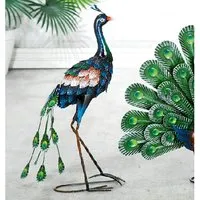 Akron Small Metal Peacock Sculpture - Blue, Green alternate view