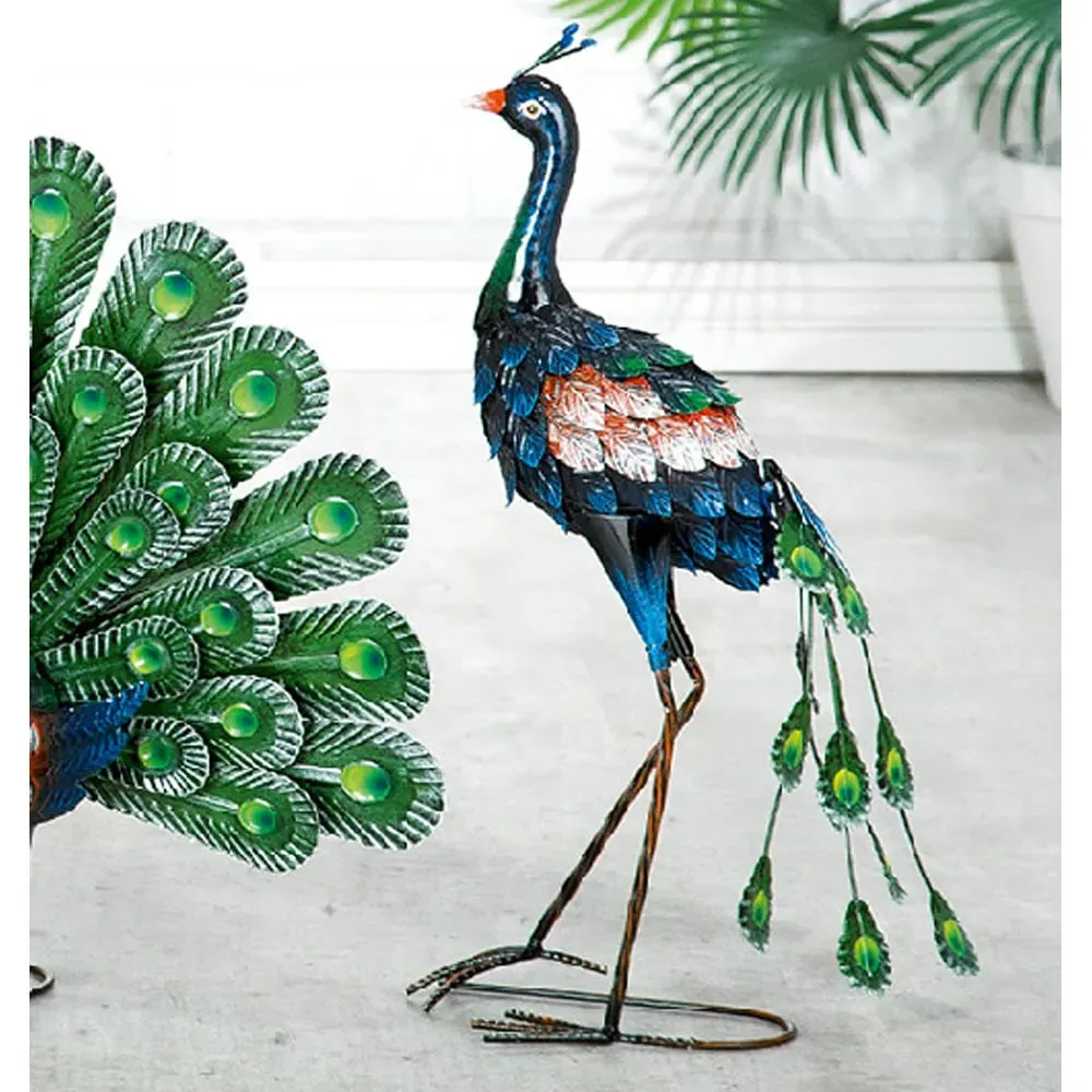 Akron Small Metal Peacock Sculpture - Blue, Green product