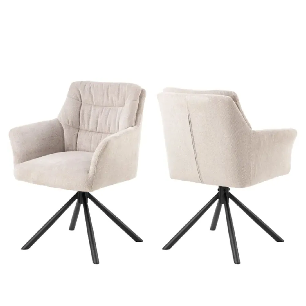 Akron Swivel Dining Chair with Pocket Springs - Cream, Chenille (Pair) product