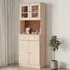 Akron Tall Display Cabinet with 4 Doors - Natural, Pine