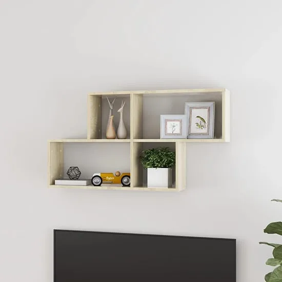 Akua Cube Wall Shelf - Sonoma Oak, Engineered Wood