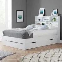 Alafia King Size Bed Frame with Storage - White