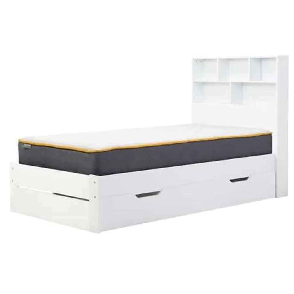 Alafia Single Bed Frame with Storage - White