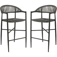 Alamosa Bar Stools with Aluminium Frame - Dark Grey, Rattan