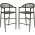 Alamosa Bar Stools with Aluminium Frame - Dark Grey, Rattan
