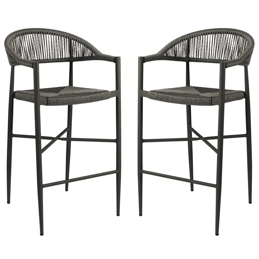 Alamosa Bar Stools with Aluminium Frame - Dark Grey, Rattan image