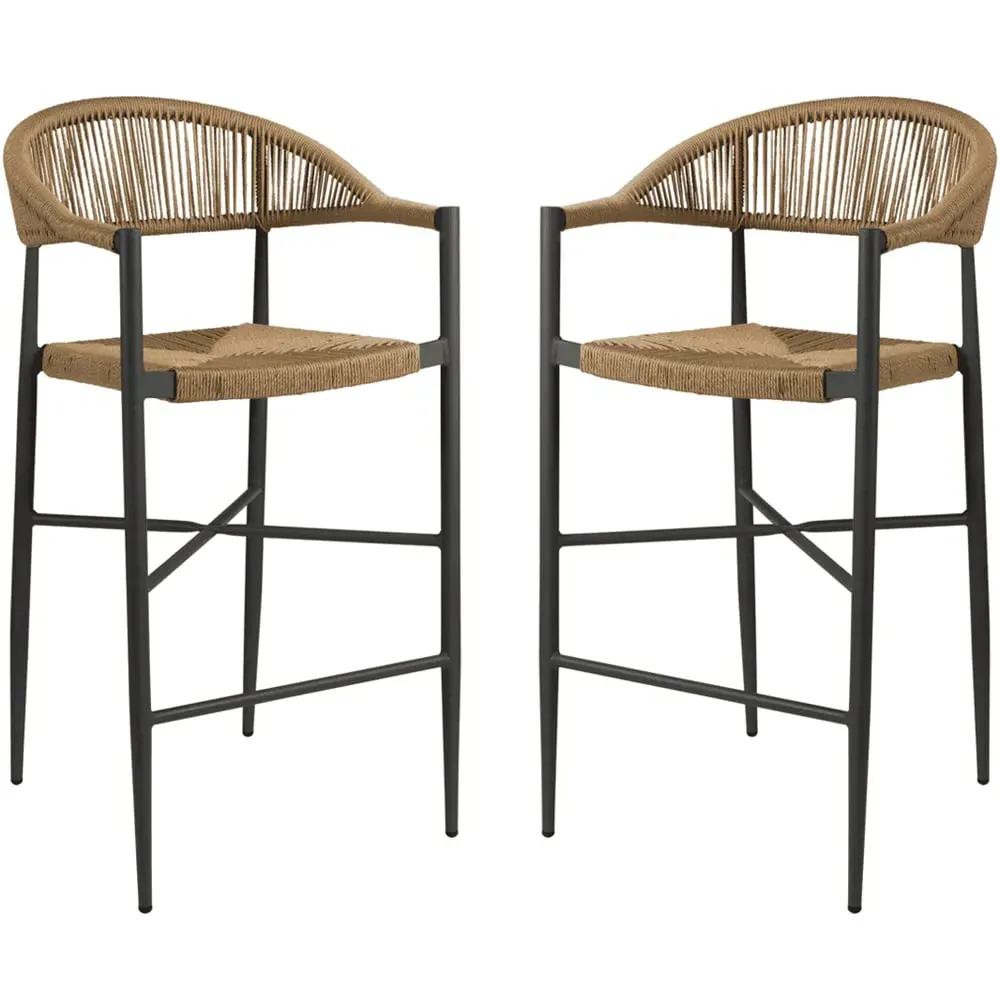 Alamosa Bar Stools with Aluminium Frame - Natural, Rattan