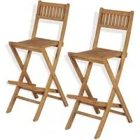 Alani Folding Bar Chairs Pair - Natural, Teak Wood