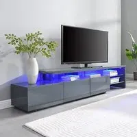 Alanis High Gloss TV Stand with Storage and LED Lights - Grey