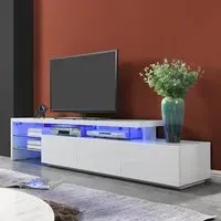 Alanis High Gloss TV Stand with Storage and LED Lights - White