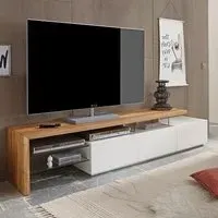 Alanis TV Stand with Storage - Knotty Oak, Matt White