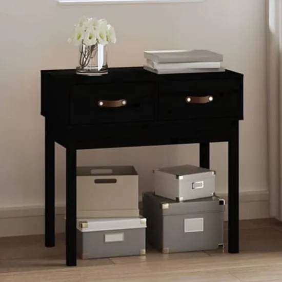 Alanya Console Table with 2 Drawers - Black, Pinewood