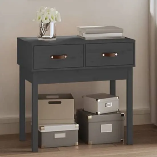Alanya Console Table with 2 Drawers - Grey, Pinewood