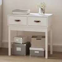 Alanya Console Table with 2 Drawers - White, Pinewood