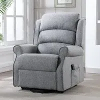 Alanya Electric Recliner Chair with Lift Function - Grey, Fabric