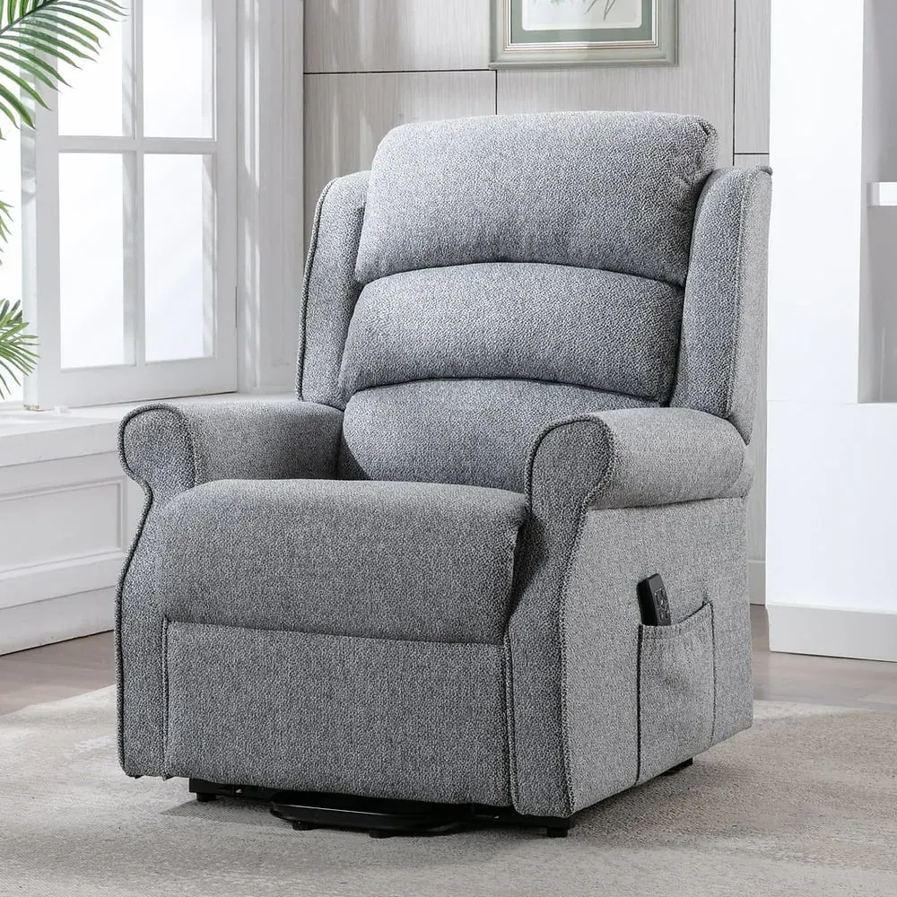 Alanya Electric Recliner Chair with Lift Function - Grey, Fabric image